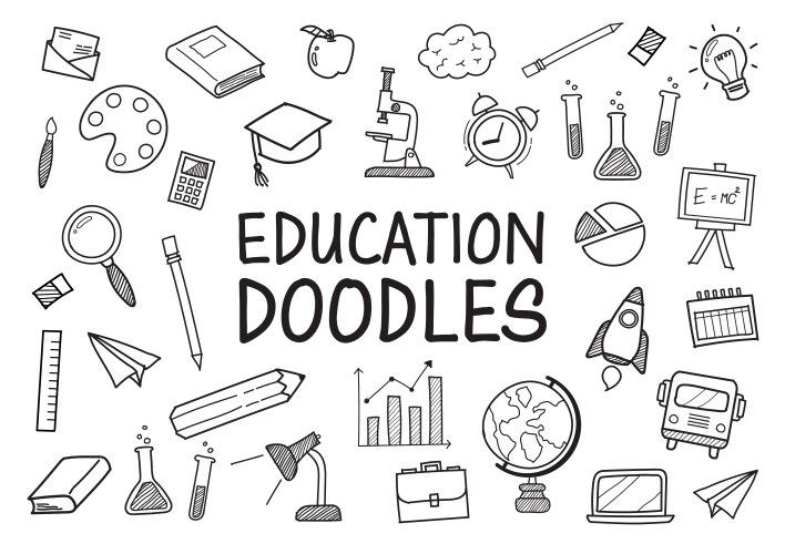 Education doodles hand drawn icons vector image