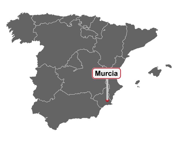 Place name sign murcia at map spain vector image