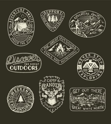 Collection of outdoor emblems vector image