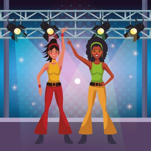 people dancing disco cartoons vector image