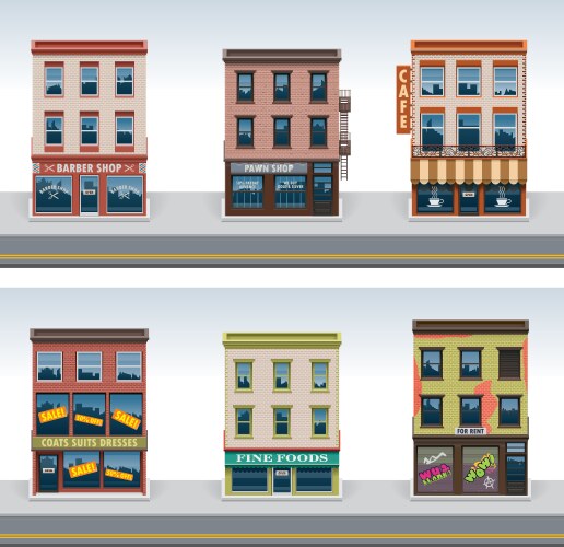 City buildings icon set vector image