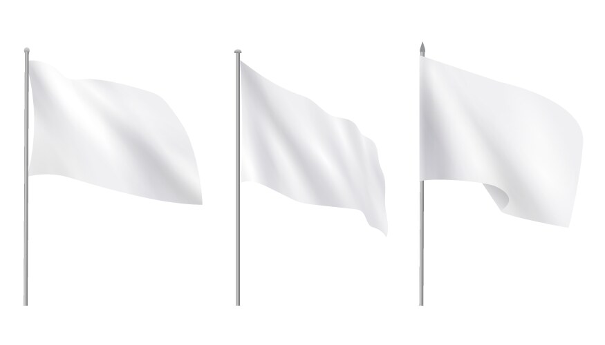 Realistic white advertising textile flags various vector image