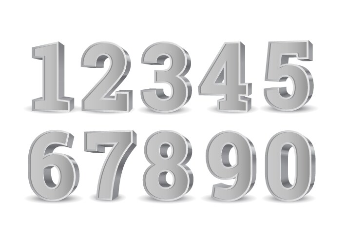 Silver old 3d numbers vector image