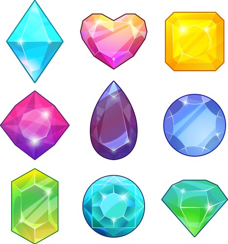 Different gemstones brilliants and diamonds vector image