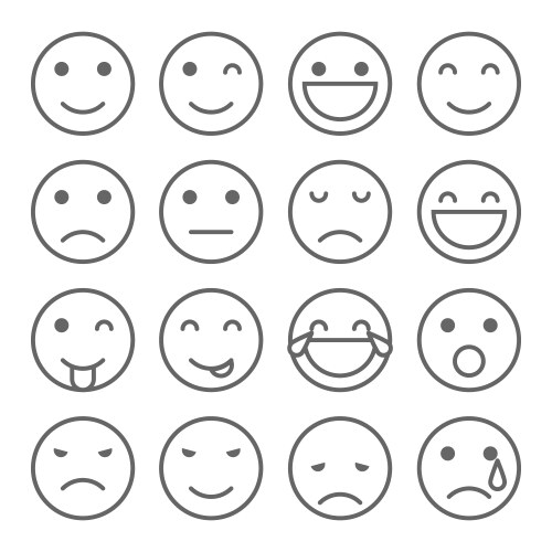 Emoji faces simple icons vector image