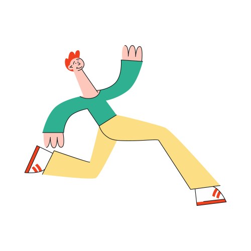 Stylized man running with smile at face vector image