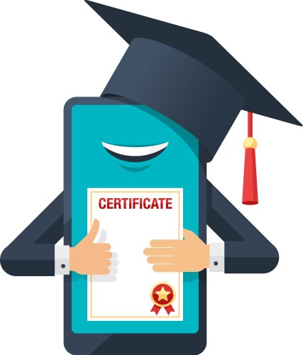 Online education graduation certificate vector image