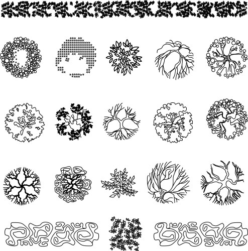 Different plants and trees set for architectural vector image