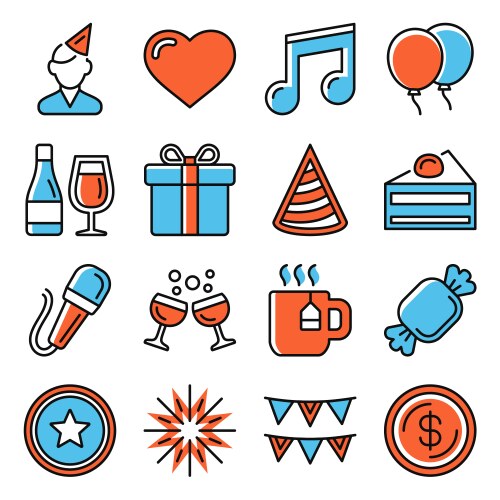 Celebration and party icons set on white vector image