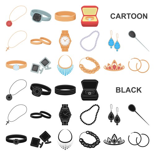 Jewelry and accessories cartoon icons in set vector image