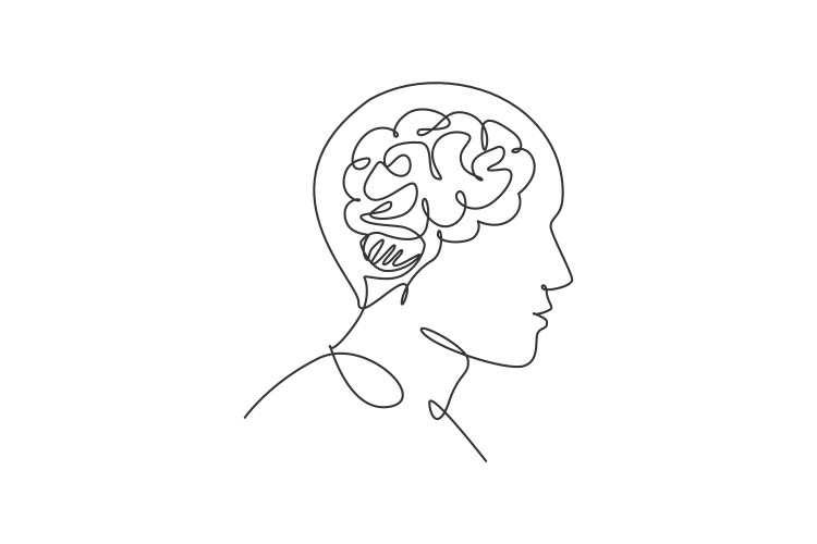 One continuous line drawing human head vector image