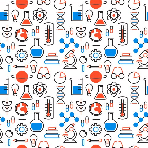 Science education outline icon seamless pattern vector image