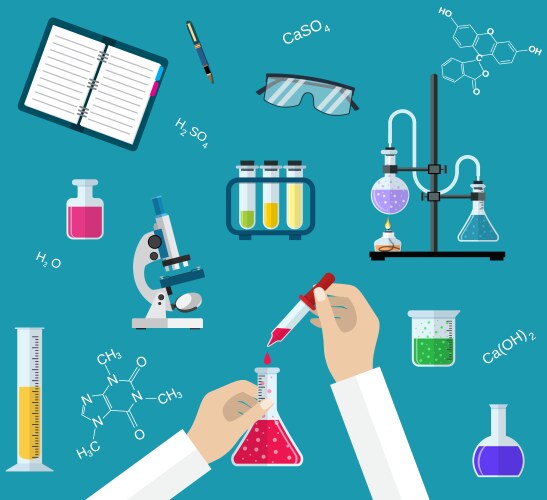 Science experiment or chemistry laboratory concept vector image