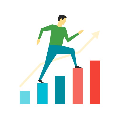 Man running up on graph business motivation vector image