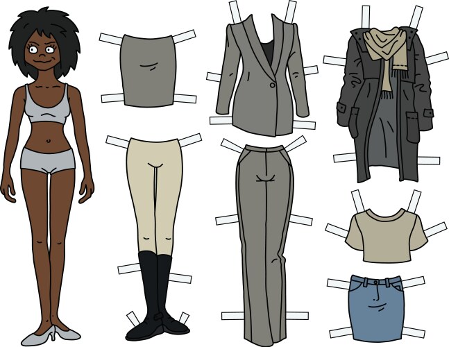 Afroamerican paper doll vector image