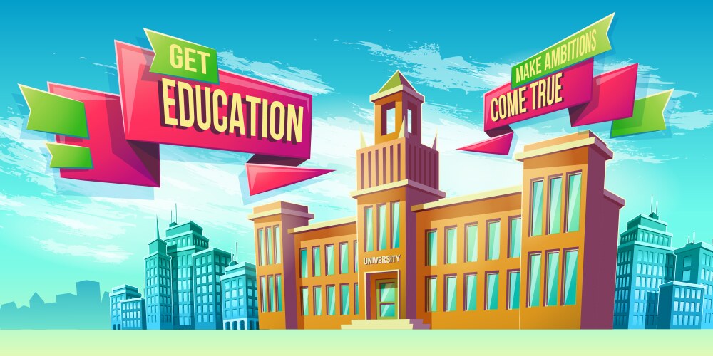 Eeducational background with university building vector image