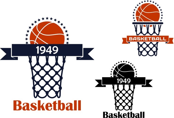 Basketball sport game emblem or symbol vector image