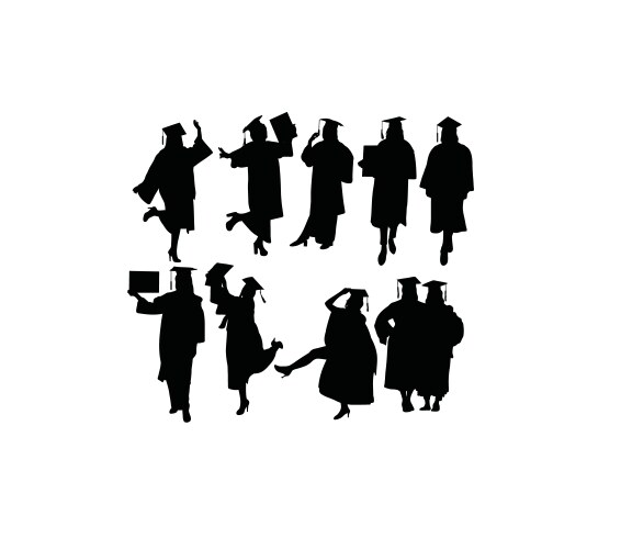 graduation activity silhouettes vector image