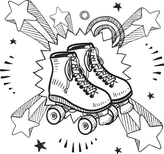 Doodle pop rollerskates vector image