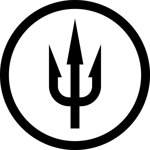 Simple trident sign black symbol in a circle vector image