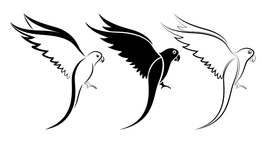 parrot icon silhouette flying bird vector image