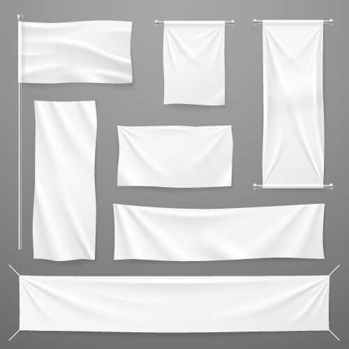 White textile advertising banners blank fabric vector image