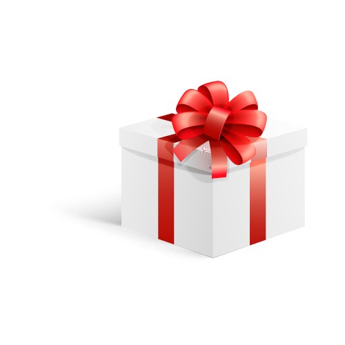 White gift box with red ribbon and bow vector image