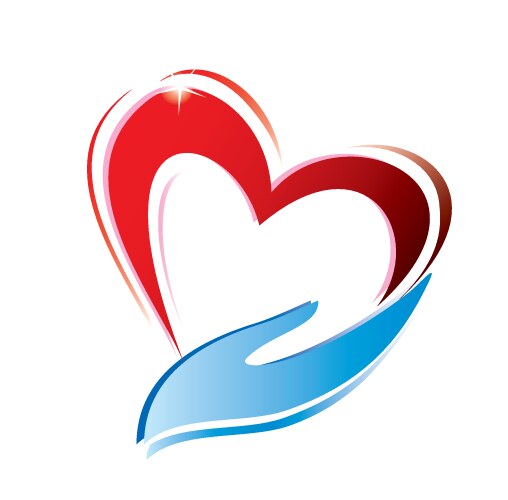 Heart and hand vector image