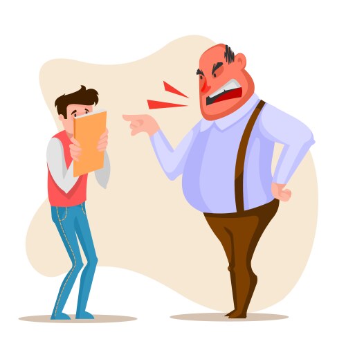 Cartoon color character person male angry boss vector image