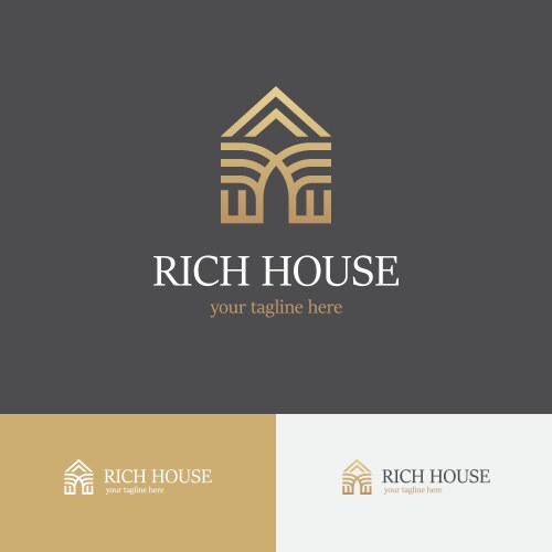 Linear golden house logo vector image