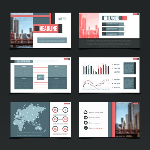 Urban presentation templates set vector image