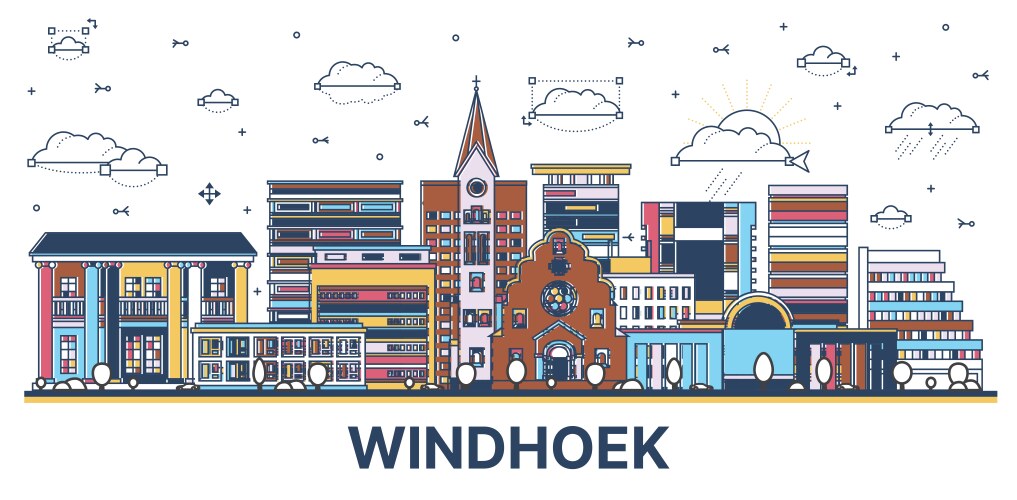 outline windhoek namibia city skyline vector image