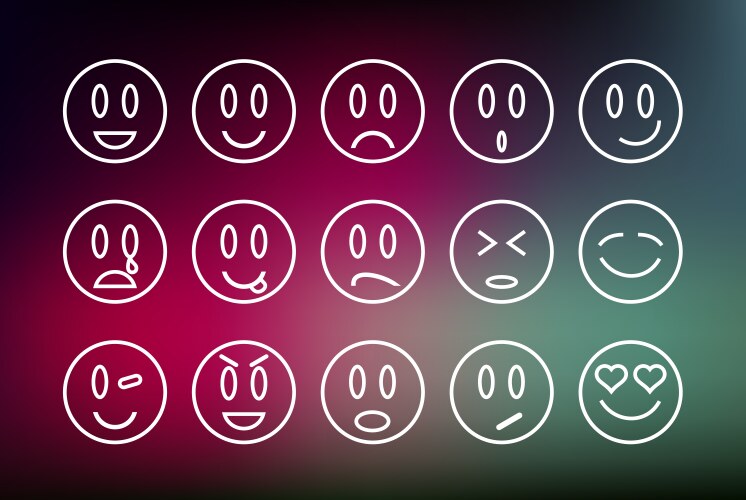 emoticons line set vector image