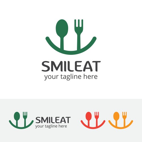 Smile eat logo happy food vector image