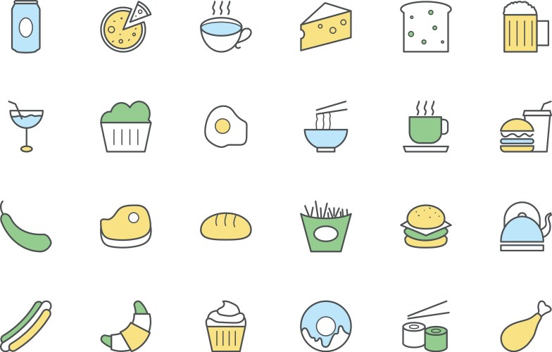 Food colored icons 3 vector image