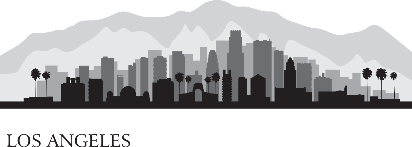 Los angeles city skyline detailed silhouette vector image