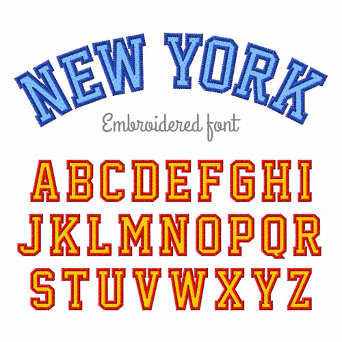 New york embroidered sport style font vector image