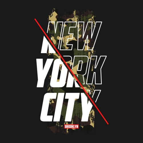 new york slogan t-shirt with camouflage texture vector image