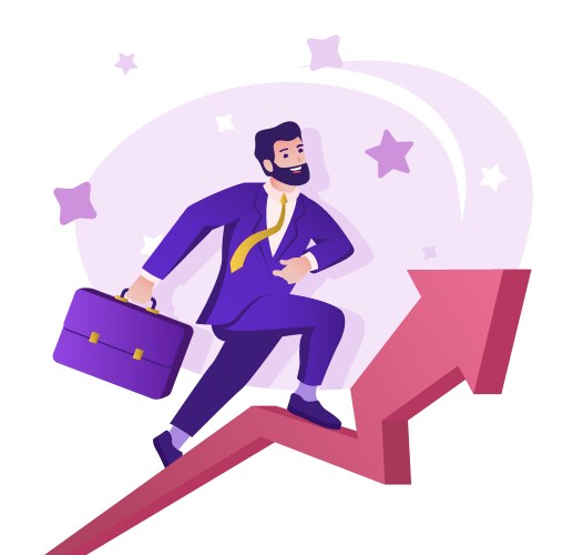 Business growth flat character concept for web vector image