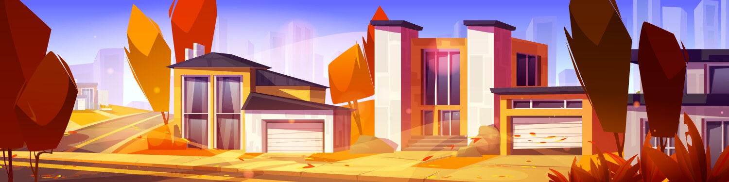 suburban town street in autumn vector image