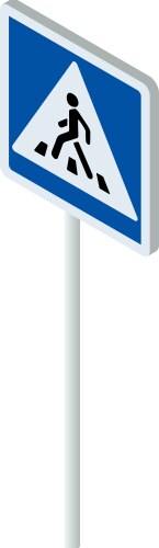 Isometric traffic sign pedestrian crossing road vector image