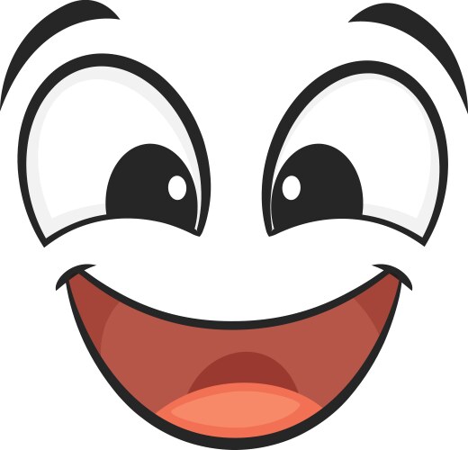 Happy face with wide open smile cartoon emotion vector image