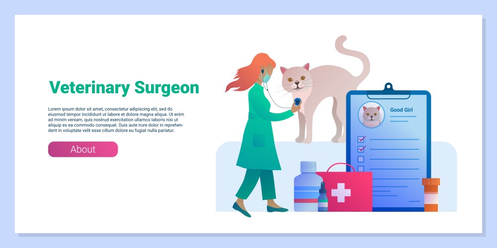 Veterinary surgeon banner in cartoon style vector image