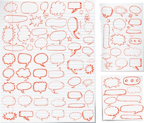 Hand drawn speech bubbles comic cartoon doodles vector image