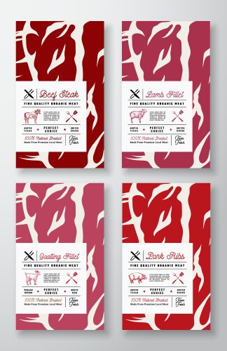 Premium quality abstract meat labels cover vector image