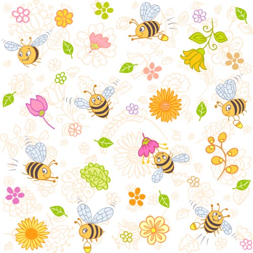 Bees seamless vector image