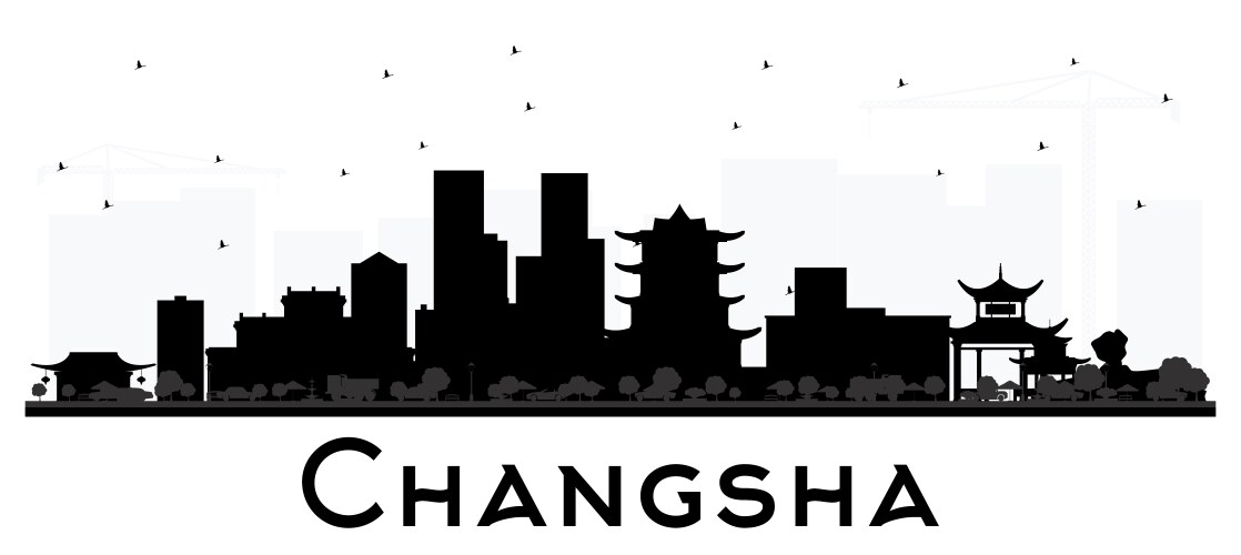 Changsha china city skyline silhouette with black vector image