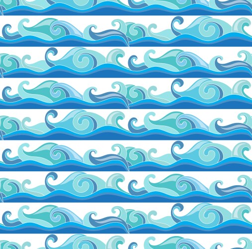 Background with blue sea waves seamless pattern vector image