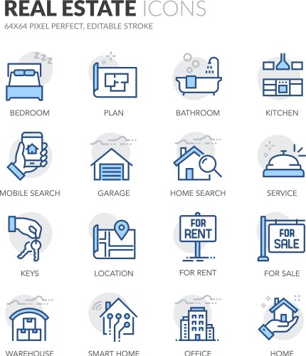 Line real estate icons vector image