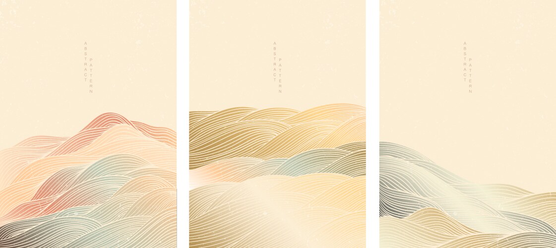 Abstract landscape background with japanese wave vector image